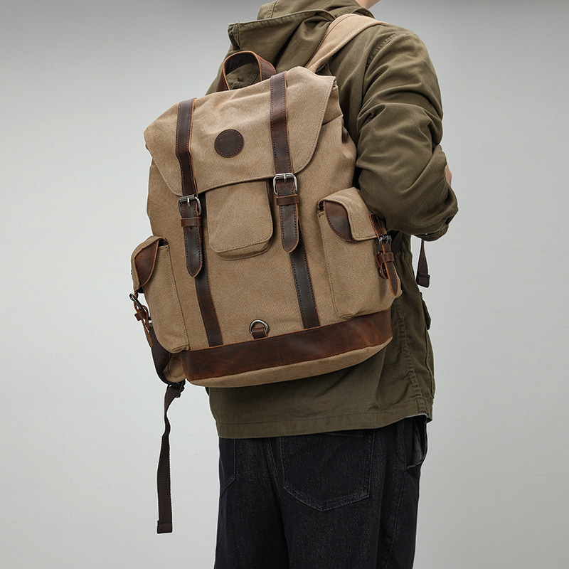 Canvas Backpack Casual - Retro masculino ao ar livre ciclismo
