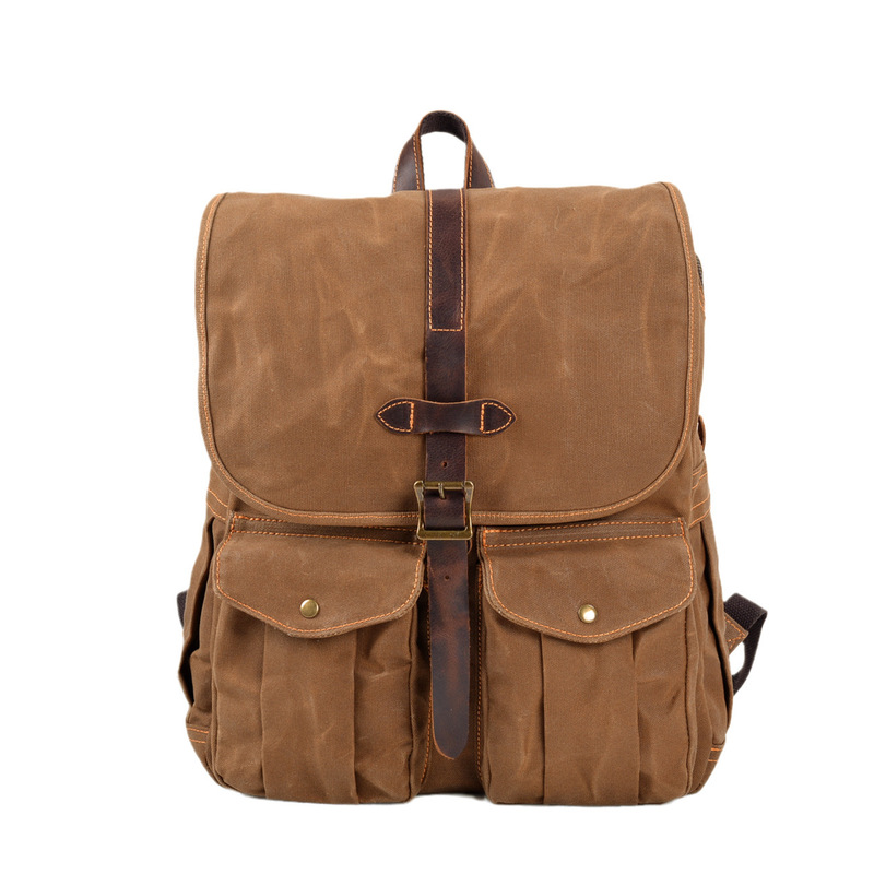 Canvas Backpack Casual - Nova mochila masculina de lona encerada