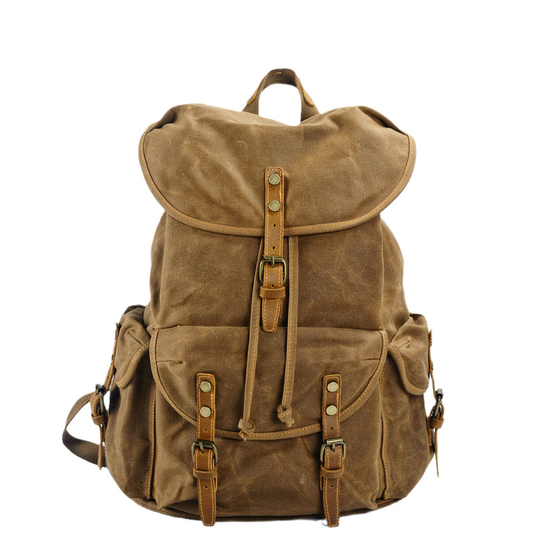 Mochila retrô de lona encerada - Canvas Backpack Casual avaliação e preço