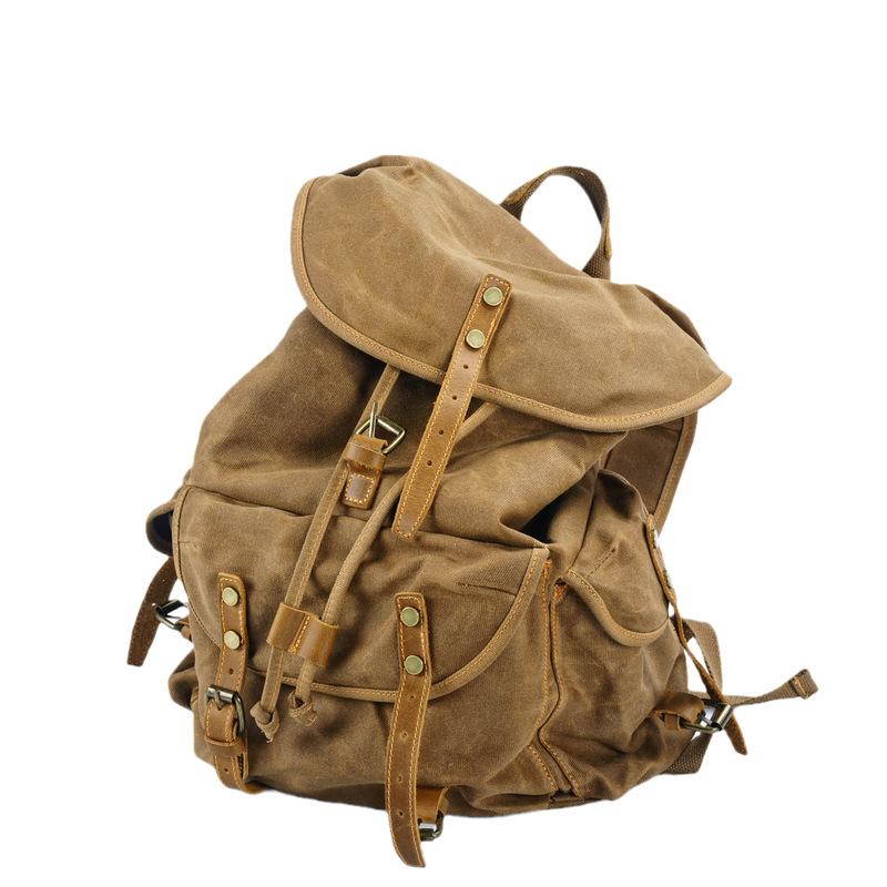 Mochila retrô de lona encerada - Canvas Backpack Casual avaliação e preço