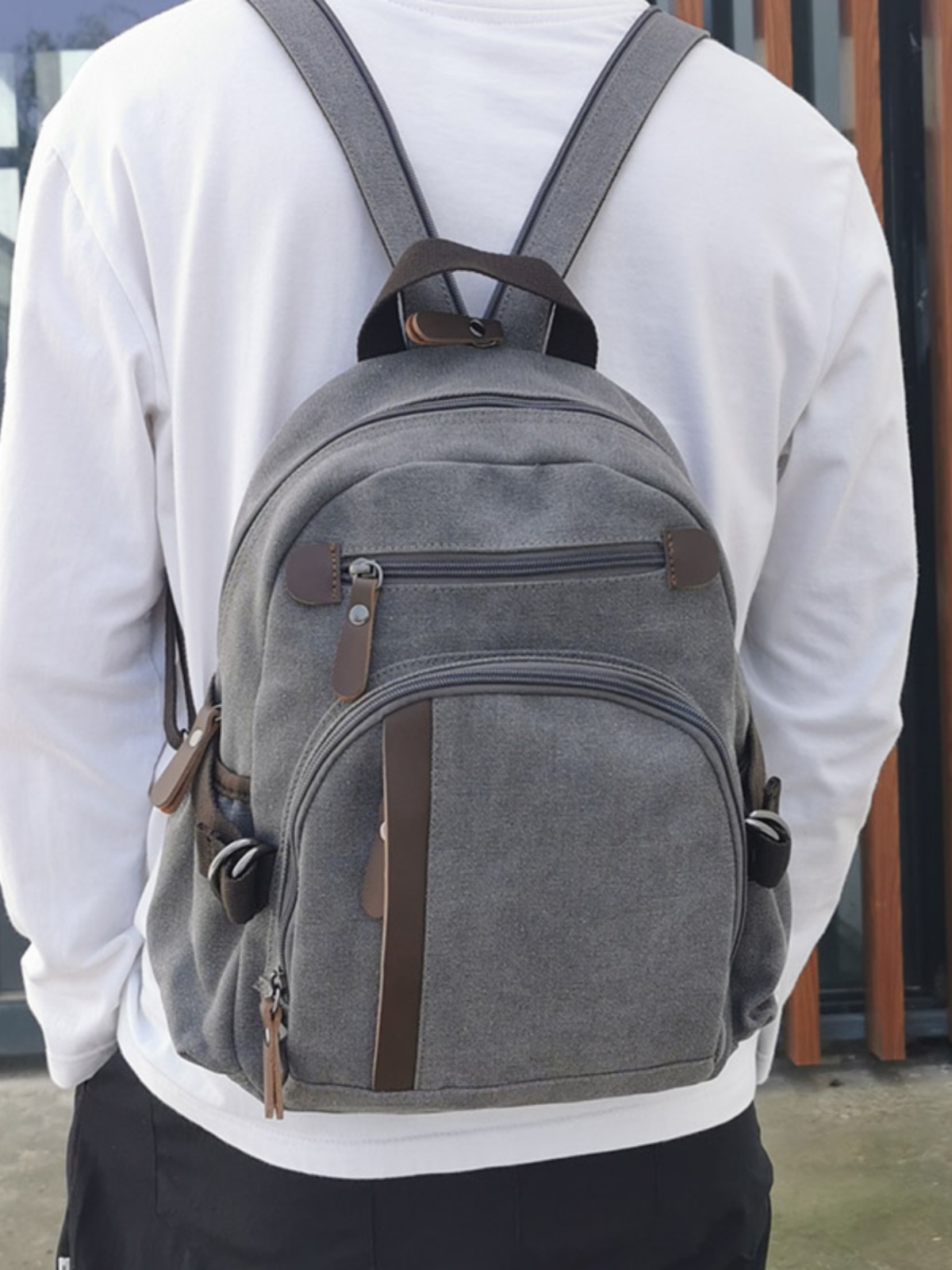 Mochila Pequena de Lona Mascul - Canvas Backpack Casual avaliação e preço